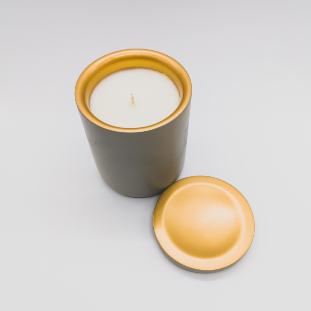 Gold Concrete Vessel 1000 x 1000 Gold Concrete Candle Vessel Jar