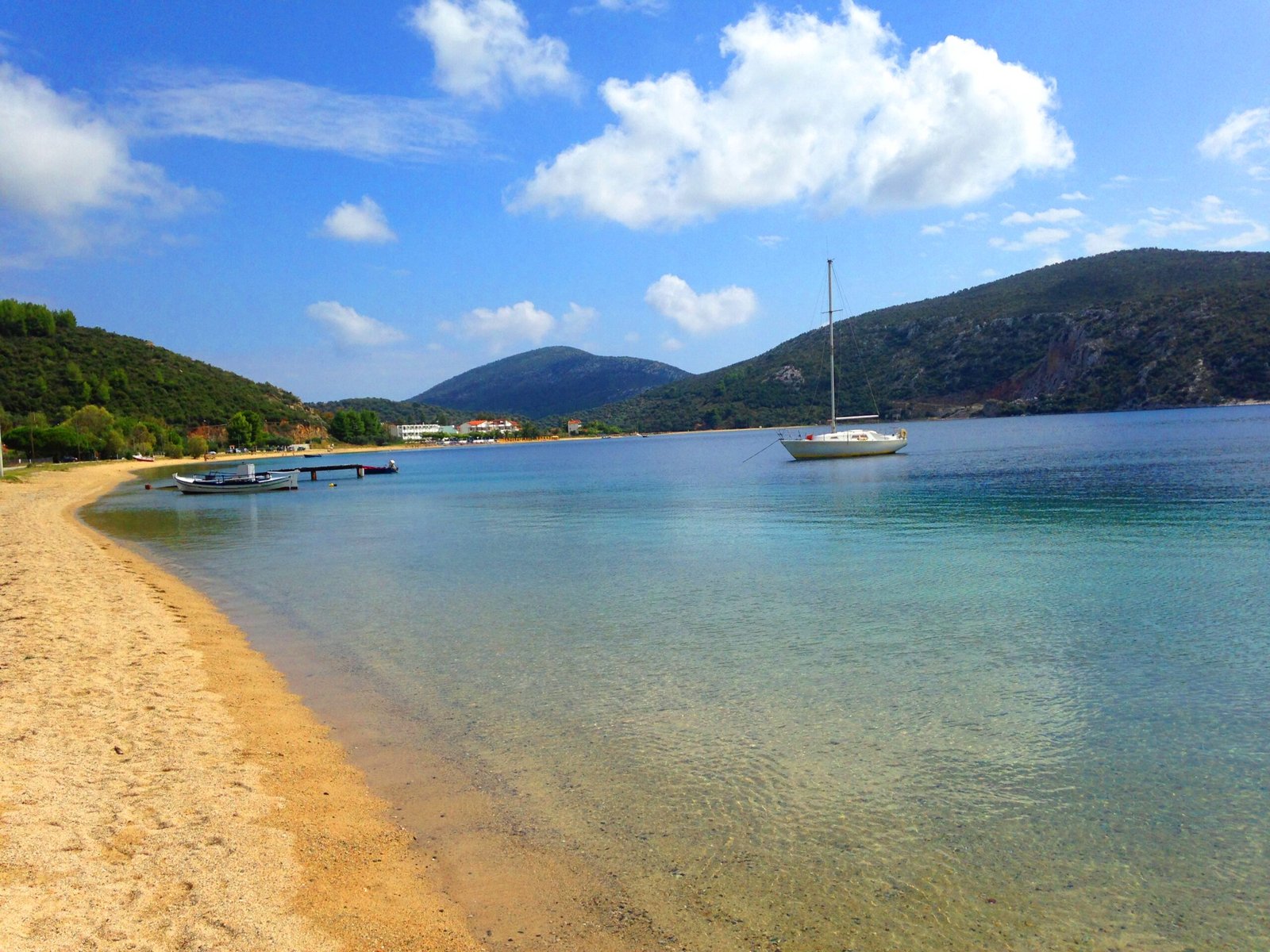 94241714 Sailboat on sea shore against sky